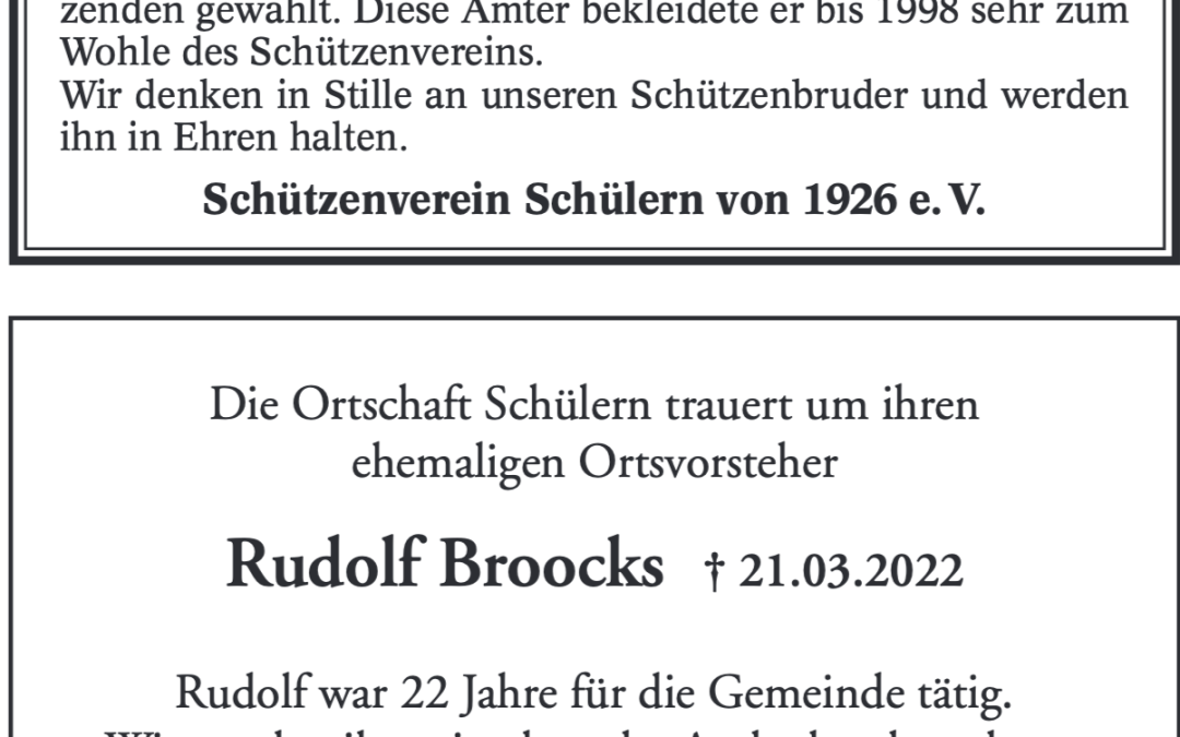 Wir trauern um Rudolf Broocks